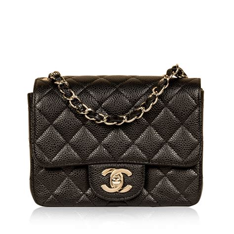 chanel mini classic flap bag black caviar